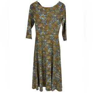 NWOT Pact Organic Cotton Brushstroke Floral Open Twist Back Fit & Flare Dress S